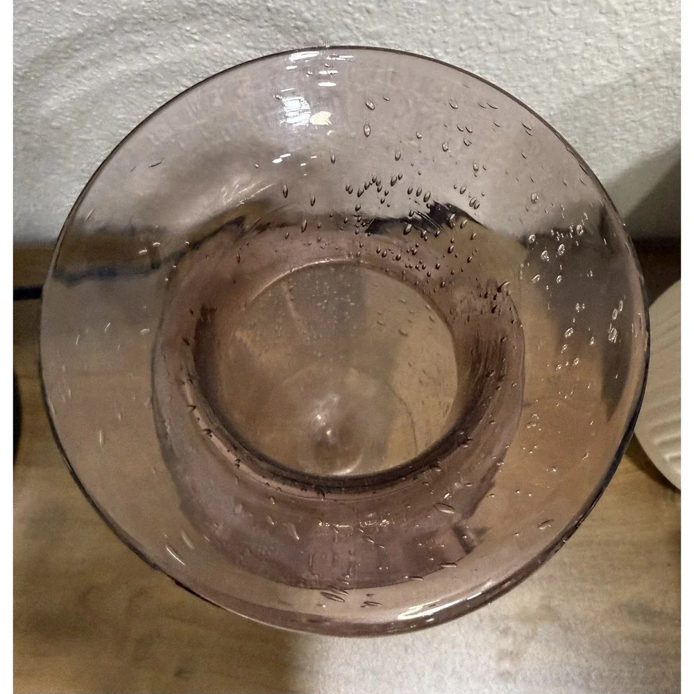 Vintage Hand Blown Pink Controlled Bubble Glass Vase 8